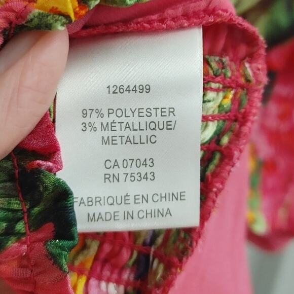 Cupcakes & Cashmere Womens Top Blouse Wrap Tropical Floral XS Pink - Picture 8 of 8